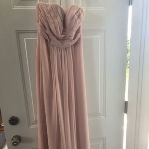 Bill Levkoff Blush Long Strapless Bridesmaid Dress